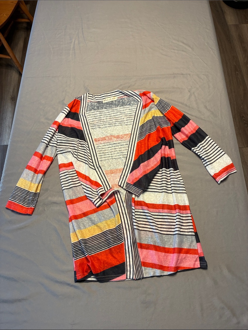 Striped Open-Front Cardigan in Multi-Color